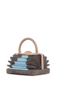 Diana Bag in Grey & Light Blue Suede with Nude Nappa Leather Handle