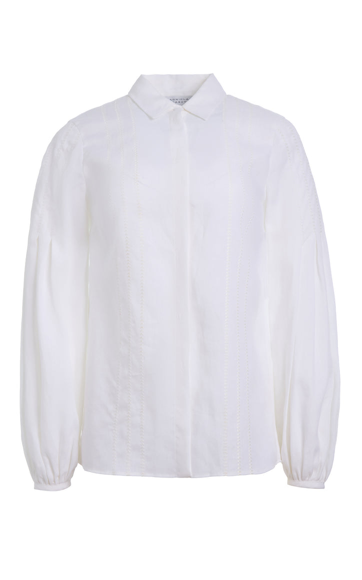 Inga Blouse in White Aloe linen