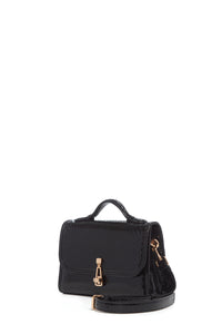 Small Leonora Flap Bag in Black Snakeskin