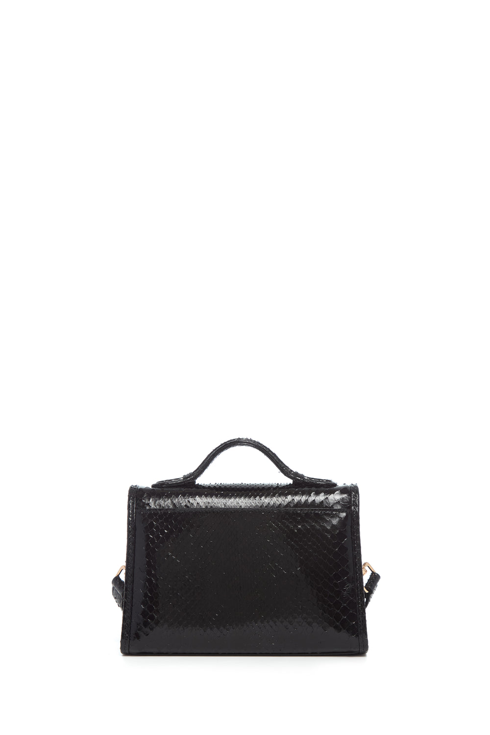 Small Leonora Flap Bag in Black Snakeskin with Sunglasses Pouch