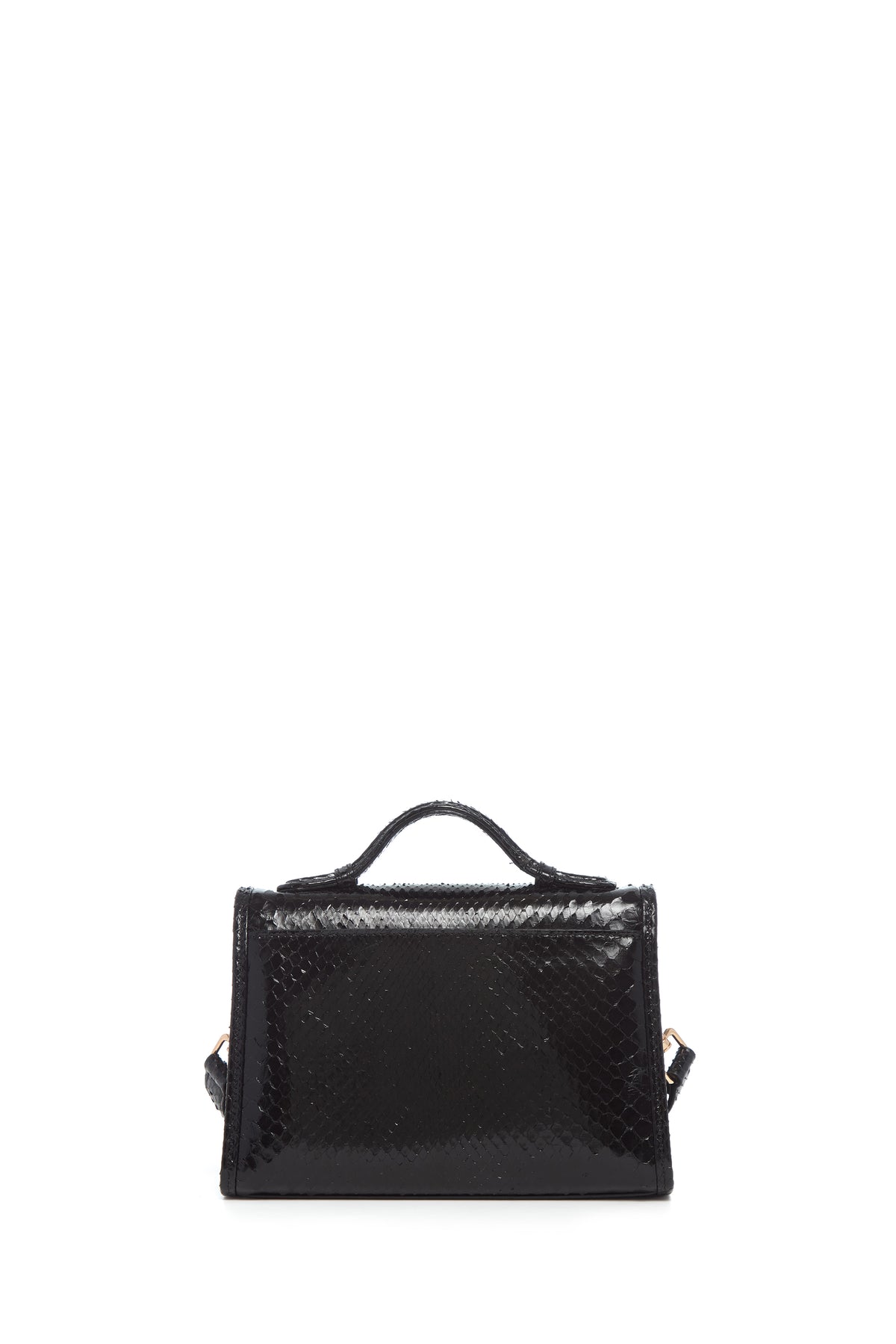 Small Leonora Flap Bag in Black Snakeskin with Sunglasses Pouch
