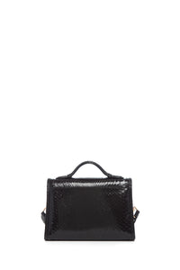 Small Leonora Flap Bag in Black Snakeskin with Sunglasses Pouch