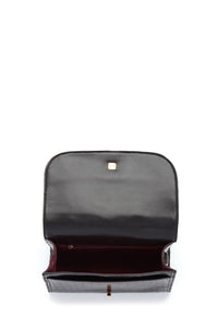 Medium Leonora Flap Bag in Black Crocodile Leather with Sunglasses Pouch
