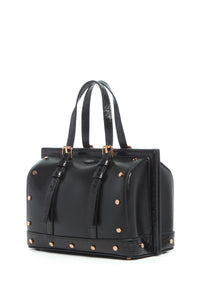 Dottor G Bag in Black Leather with Crocodile Leather Details