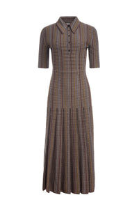Shropshire Knit Dress in Camel Cashmere Silk with Collar