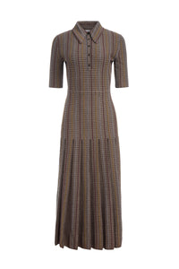 Shropshire Knit Dress in Camel Cashmere Silk with Collar