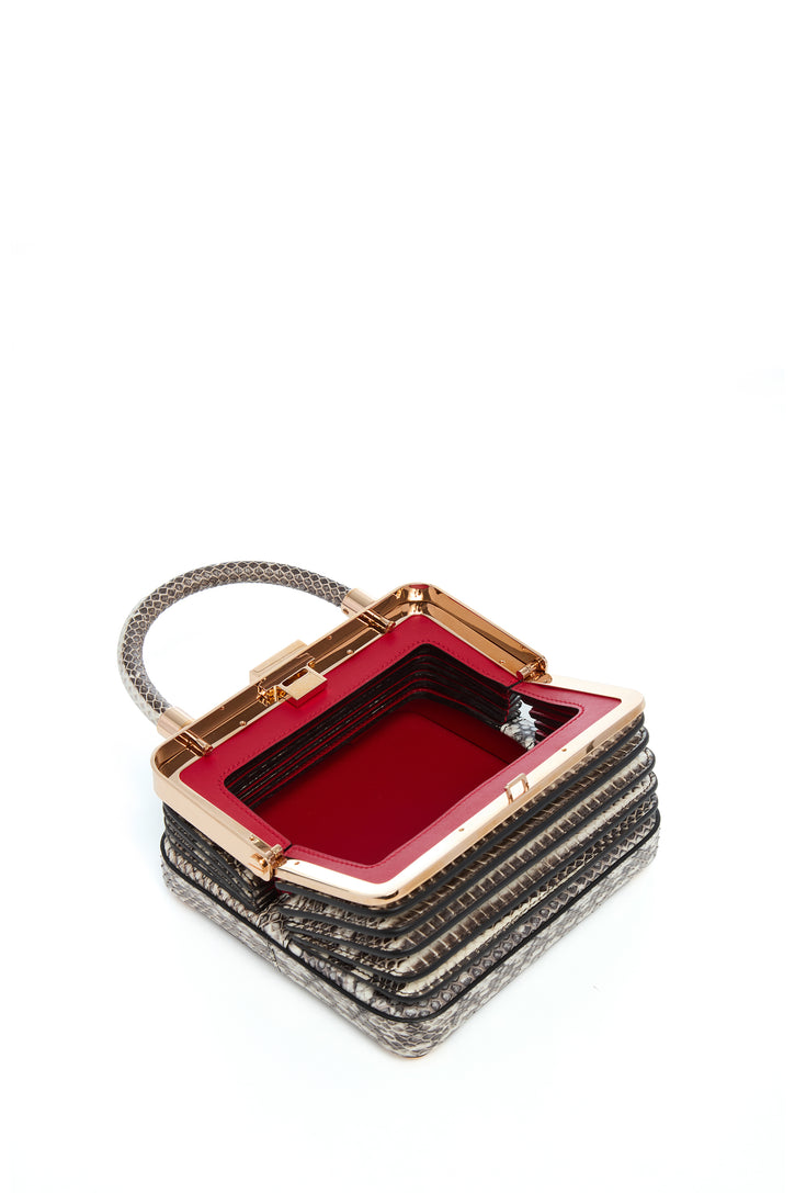Small Diana Bag in Black & White Snakeskin
