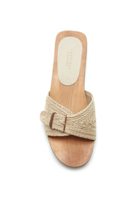 Clover Slide Sandal in Cream Leather Jute