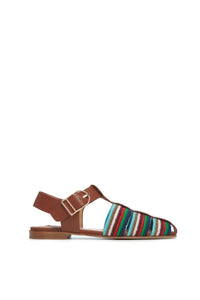 Calla Sandal in Multicolor Leather Crochet