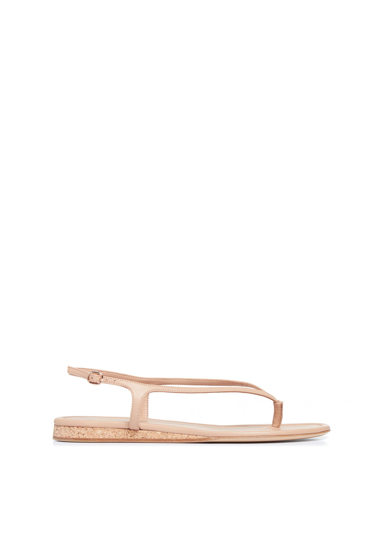 Gia Flat Sandal in Dark Camel Leather