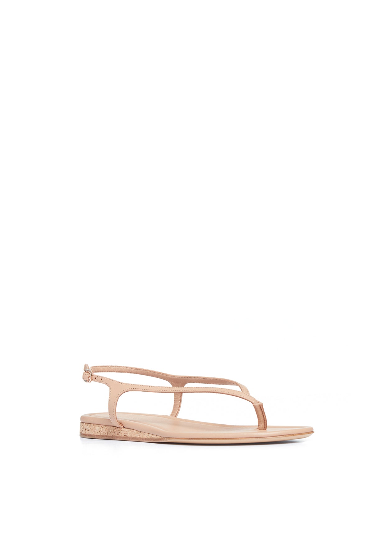 Gia Flat Sandal in Dark Camel Leather