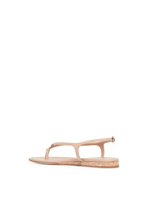 Gia Flat Sandal in Dark Camel Leather