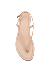 Gia Flat Sandal in Dark Camel Leather