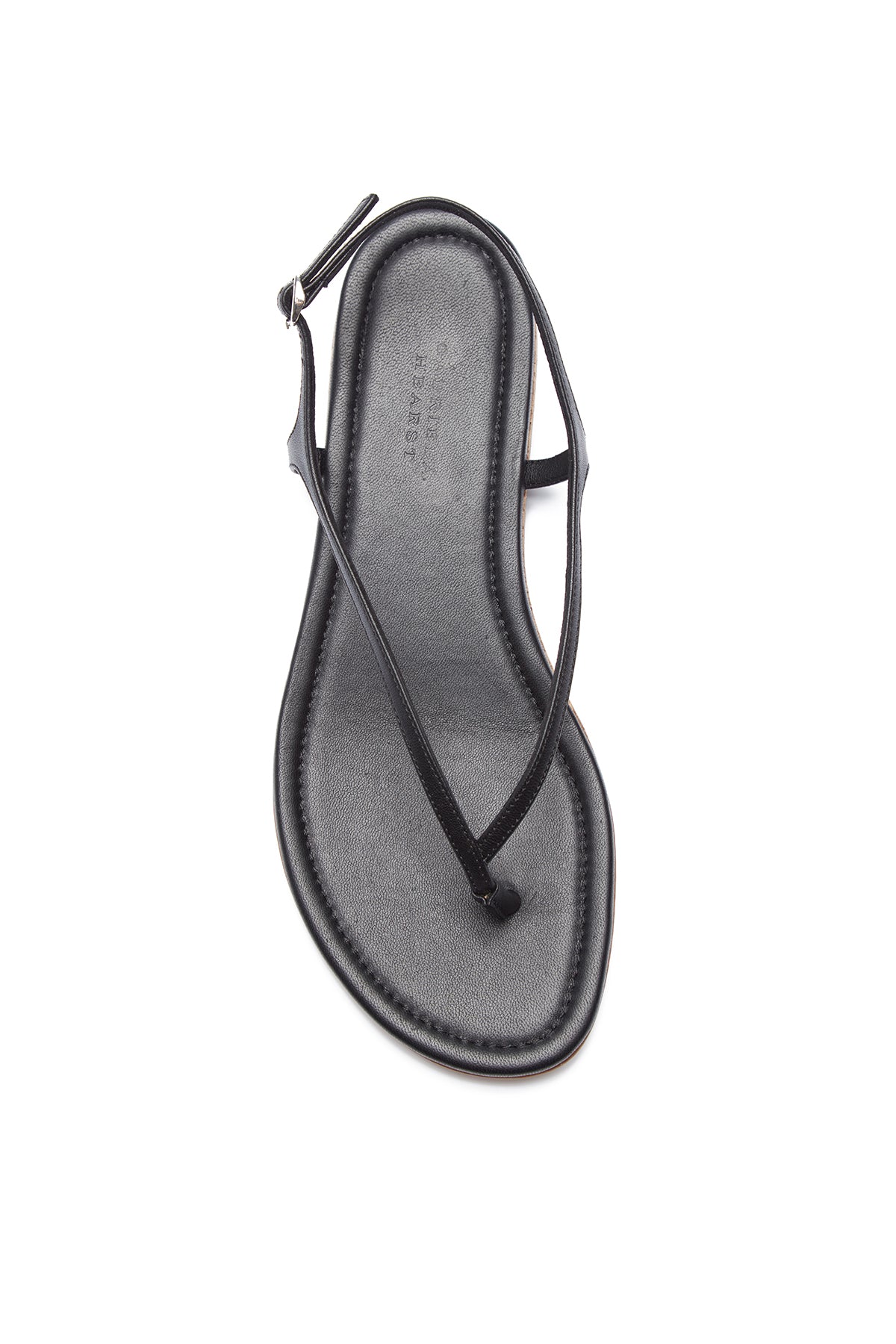 Gia Flat Sandal in Black Nappa Leather