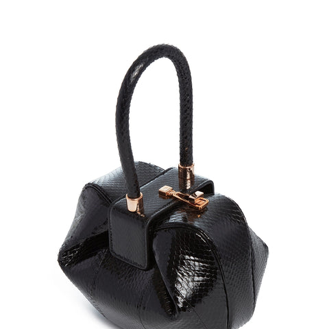 Nina Top Handle Bag in Black Snakeskin | Gabriela Hearst