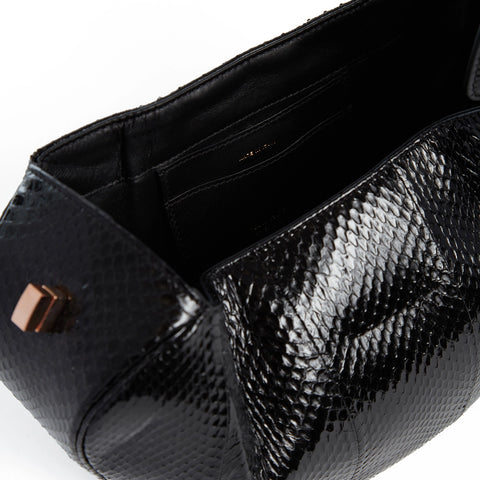 Nina Top Handle Bag in Black Snakeskin | Gabriela Hearst