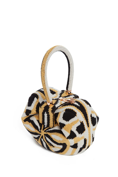 Nina Bag in Gold Black Ivory Crochet Gabriela Hearst