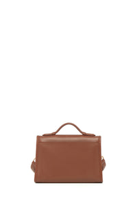 Small Leonora Flap Bag in Cognac Nappa Leather
