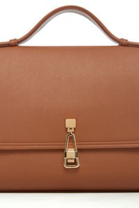 Medium Leonora Flap Bag in Cognac Soft Leather with Braided Strap