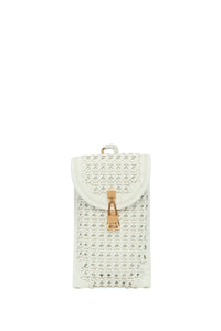 ホワイトウーブンレザーのミディアム レオノーラ フラップバッグ