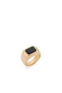 Large Ring in 18K Yellow Gold & Onyx