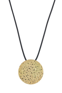 Wheel of Fortune Pendant in 18K Yellow Gold (Black Leather Cord)