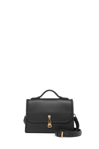 Small Leonora Flap Bag in Black Nappa Leather