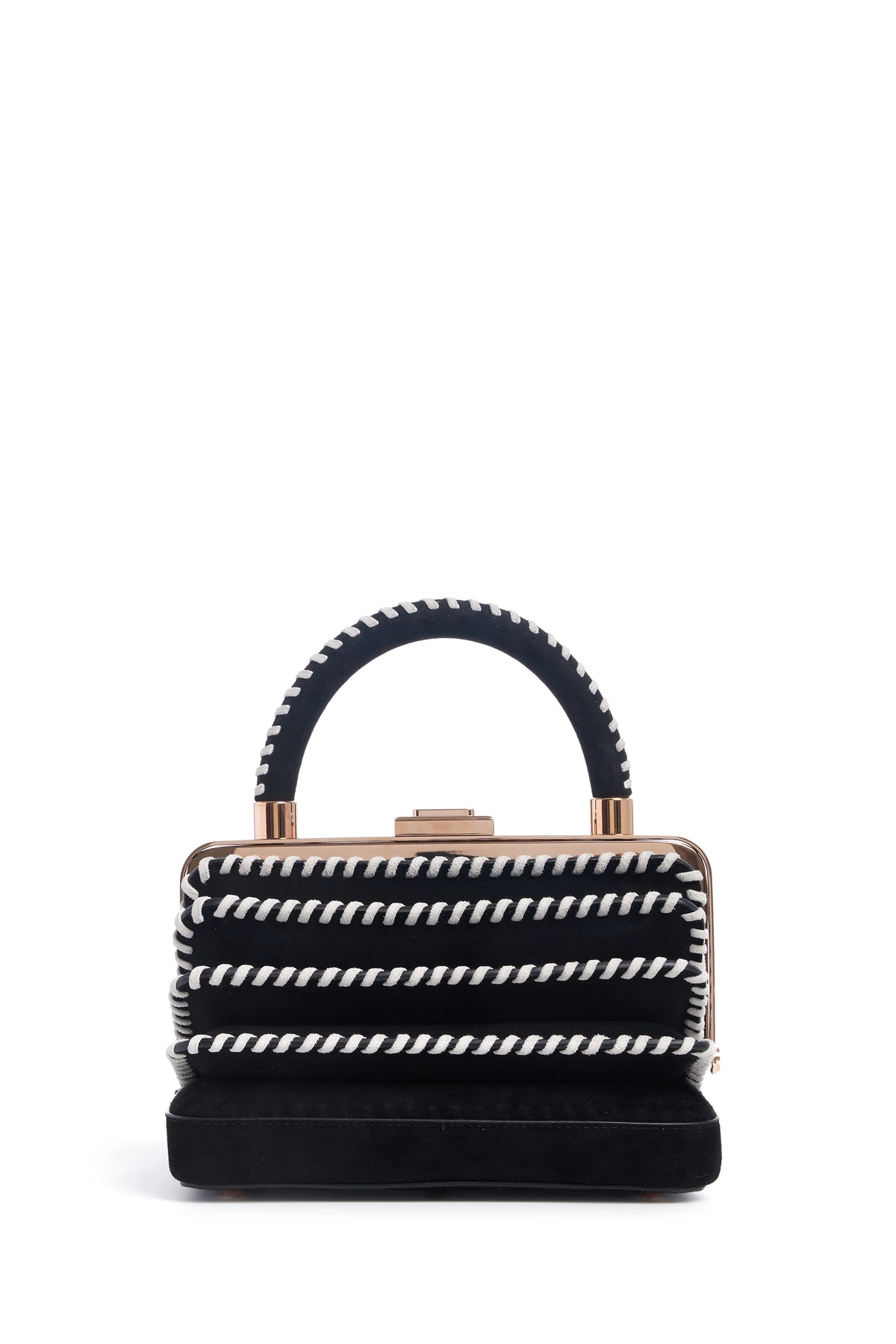 Whipstitch Diana Bag in Black Suede