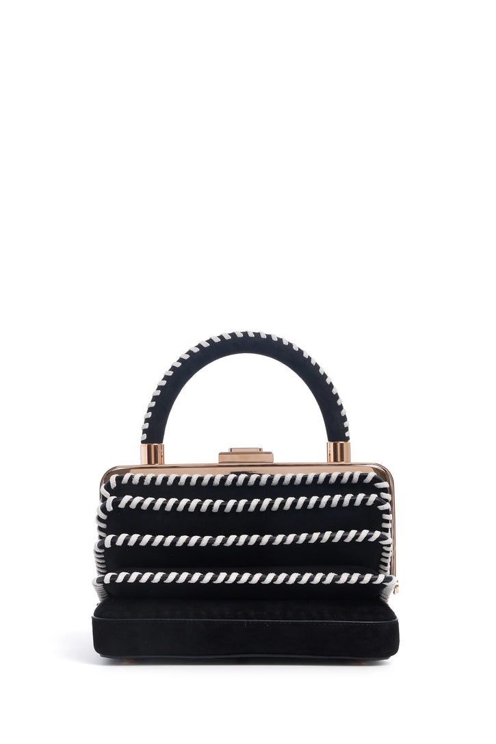 Whipstitch Diana Bag in Black Suede