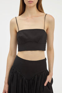 Blazie Top in Black Aloe Linen