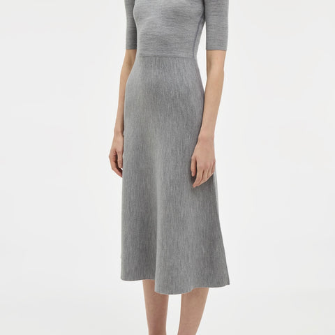 french grey murphy brushed knit dress Women's Heather Merino Wool Cashmere Midi Revera
