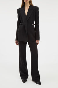 Norman Wide-leg Pant in Black Recycled Virgin Wool