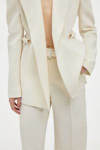 Norman Wide-leg Pant in Ivory Recycled Virgin Wool