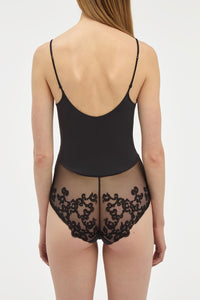 Wynona Bodysuit in Black Recycled Nylon Lace