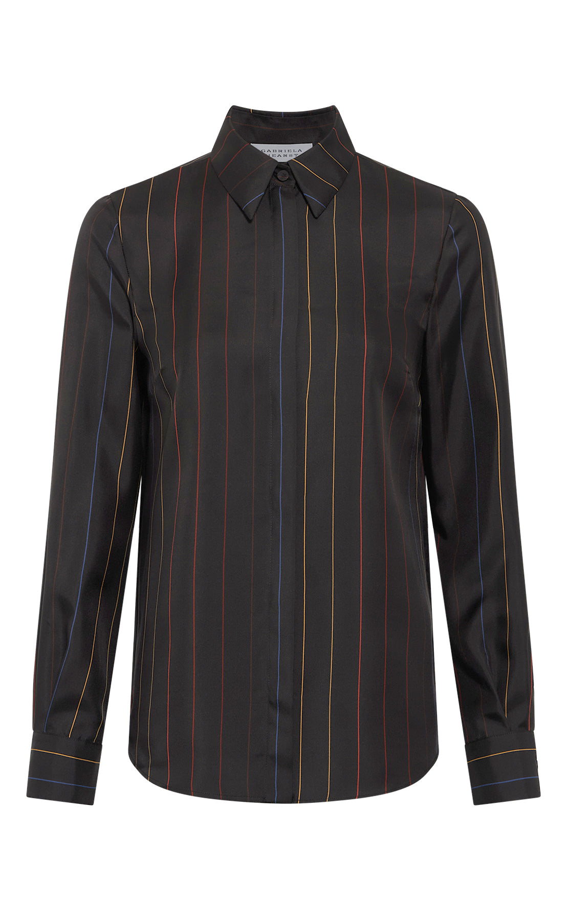Henri Blouse in Charcoal Multi Pinstripe Silk Twill