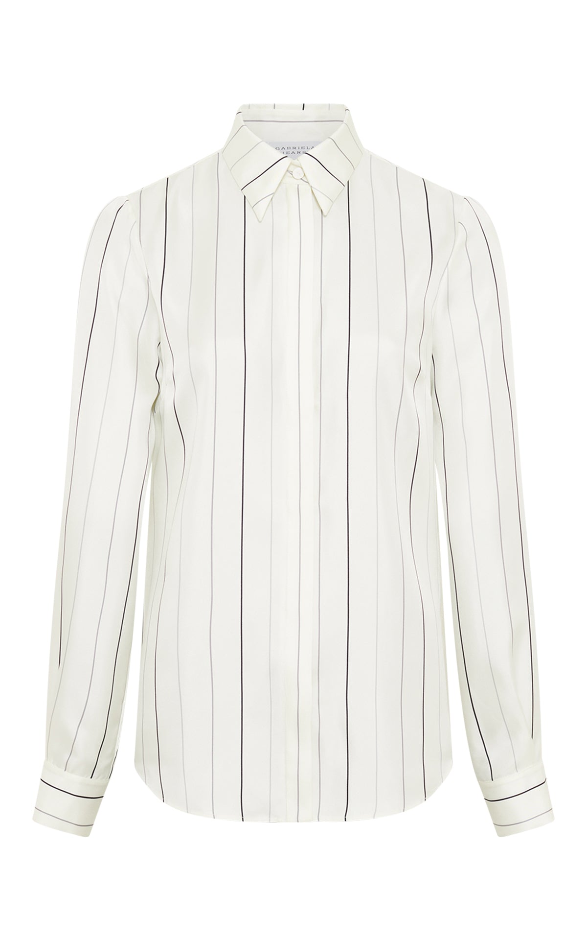 Henri Blouse in Ivory Multi Pinstripe Silk Twill