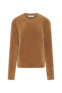 Imber Knit Crewneck Sweater in Mid Camel Silk
