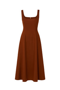 Adaline Midi Dress in Cognac Soft Wool