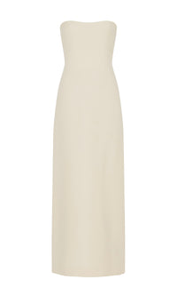 Opus Maxi Dress in Ivory Wool Silk Cady