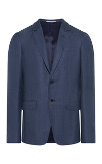 Irving Jacket in Denim Virgin Wool Silk with Linen