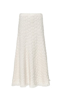 Kanta Fringe Knit Midi Skirt in Ivory Cashmere