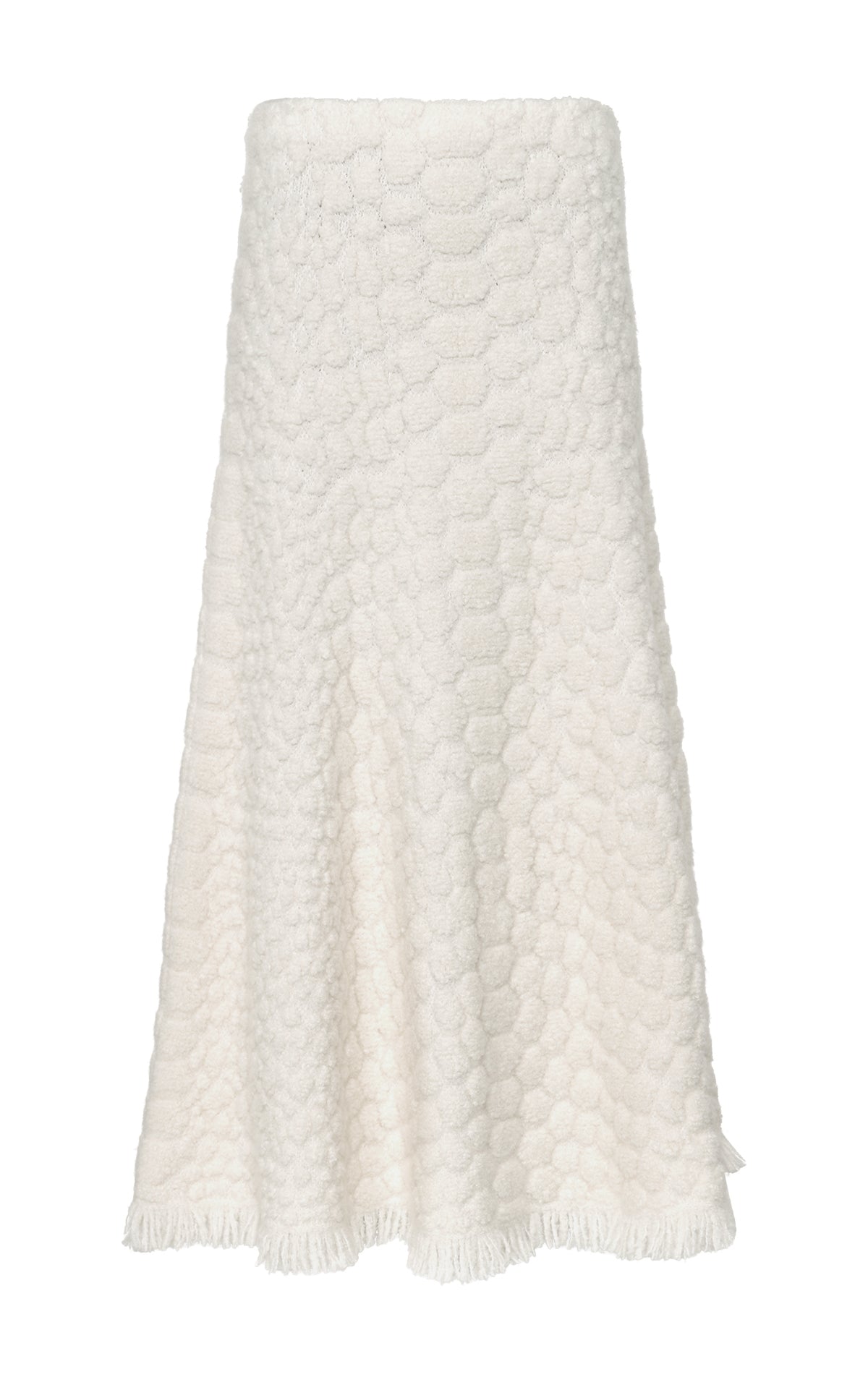Kanta Fringe Knit Midi Skirt in Ivory Cashmere
