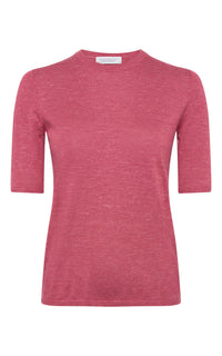 Chryse Knit T-Shirt in Fuchsia Cashmere Silk with Hemp