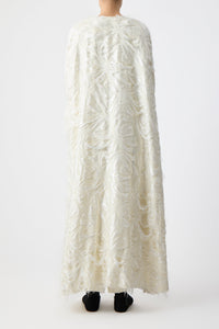 Hillman Cape in Ivory Silk Virgin Wool Jacquard