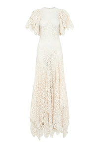 Lulsy Dress in Ivory Floral Cashmere Lace