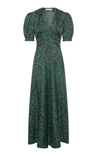 Larkin Dress in English Green Printed SIlk