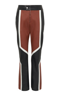 Navarre Moto Pant in Cognac & Black Textured Leather