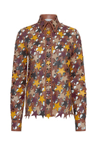 Aluma Patchwork Stars Shirt in Mutli Nappa Leather