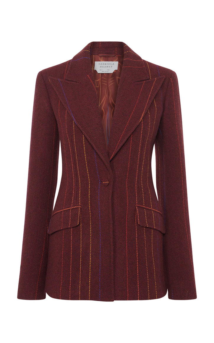 Leiva Blazer in Burnt Sienna Multi Pinstripe Wool Cashmere