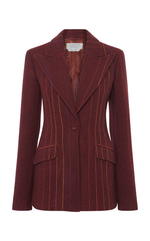 Leiva Blazer in Burnt Sienna Multi Pinstripe Wool Cashmere